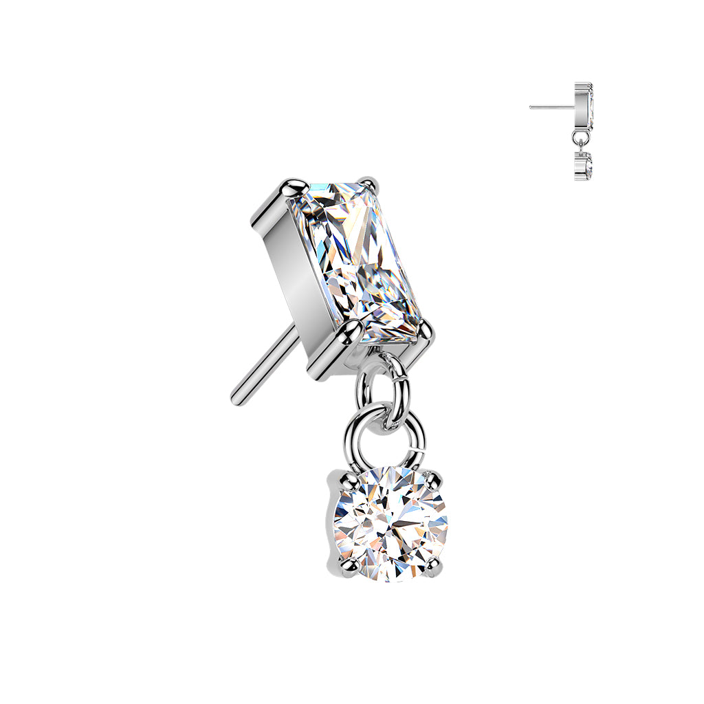 Premium G23 Titanium Claw-Set Luxe Square Dangle Threadless Top