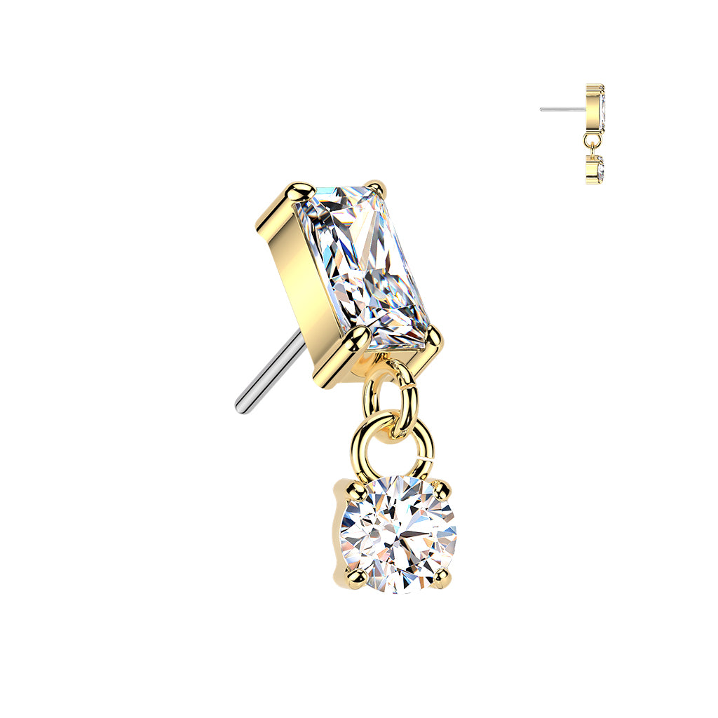 Premium G23 Titanium Claw-Set Luxe Square Dangle Threadless Top
