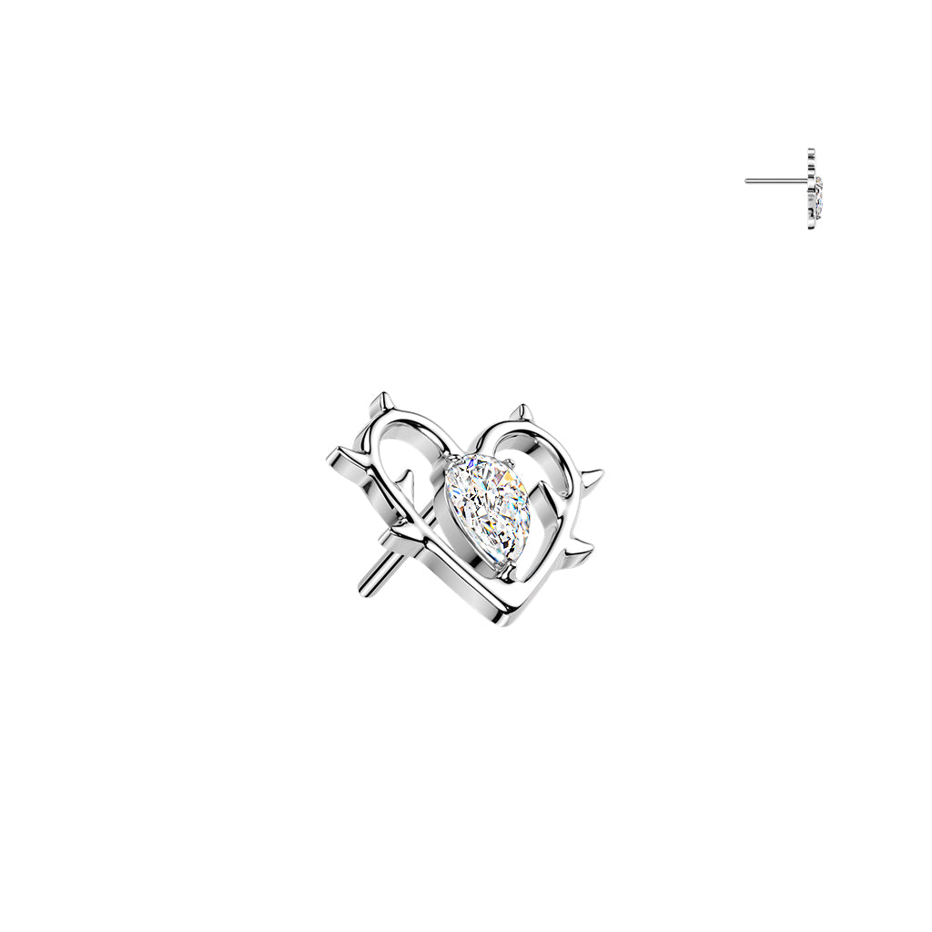 Premium G23 Titanium Luxe Crystal Thorn Heart Threadless Top