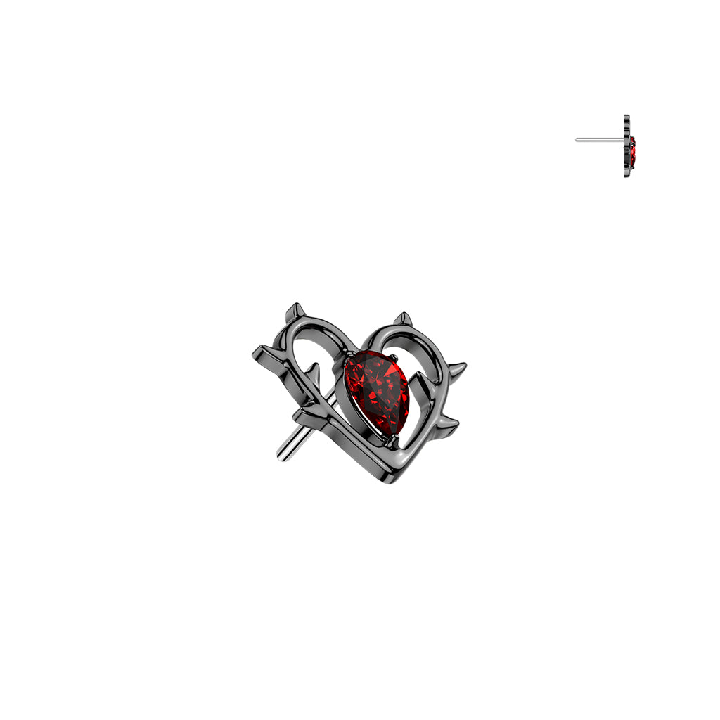 Premium G23 Titanium Luxe Crystal Thorn Heart Threadless Top