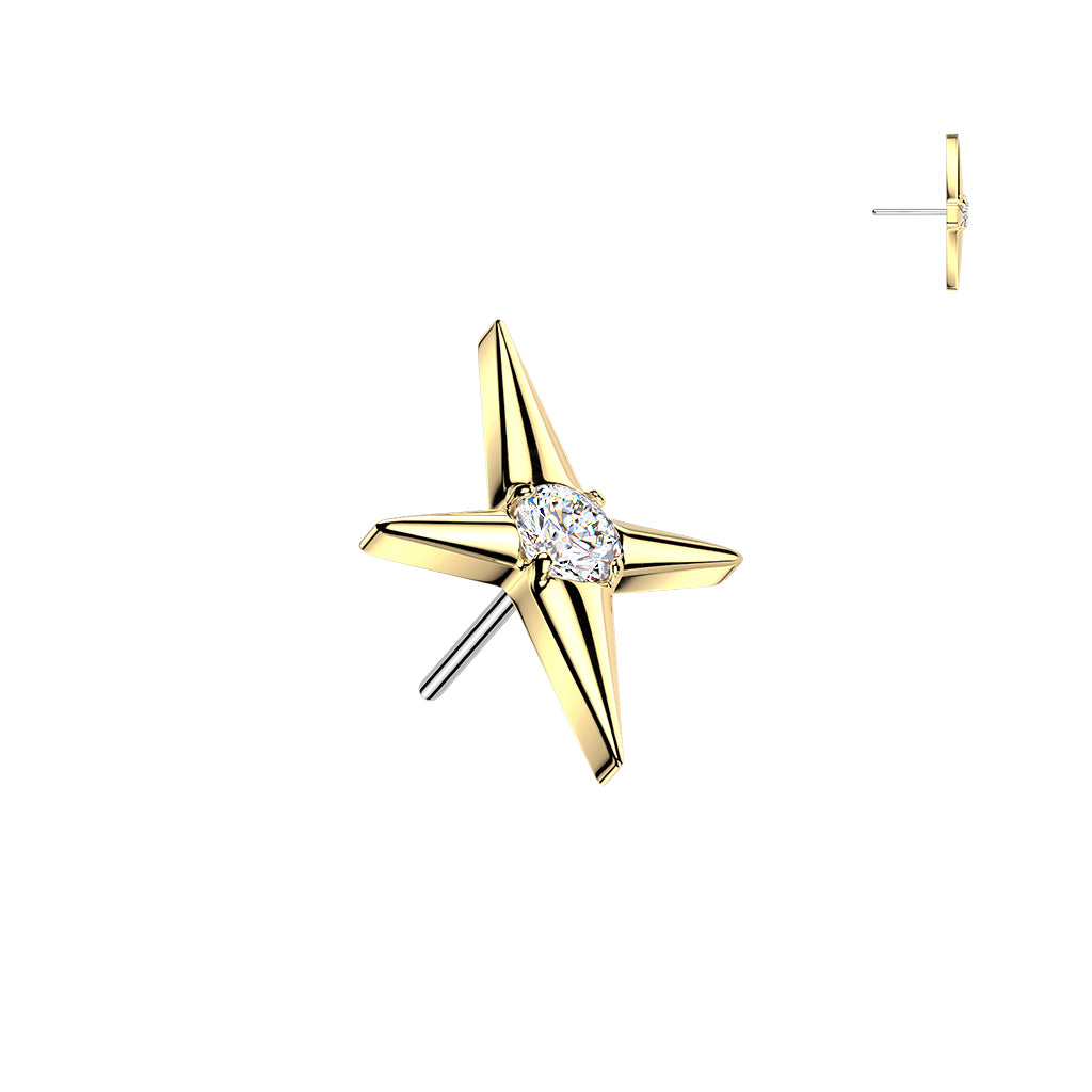Premium G23 Titanium Luxe Crystal North Star Threadless Top