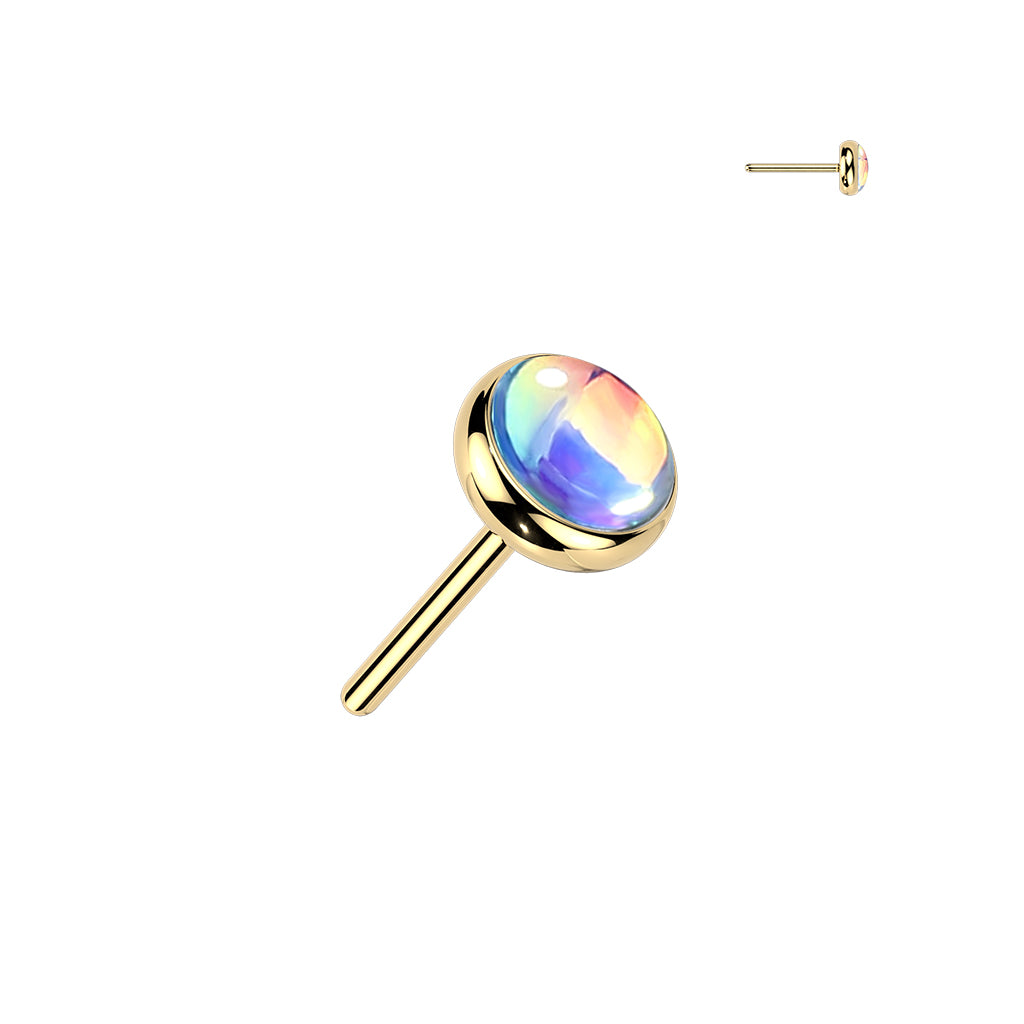 Premium G23 Titanium Round Bezel-Set Moonstone Luxe Threadless Top