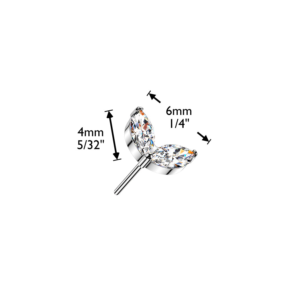 Premium G23 Titanium Marquise Wing Threadless Top
