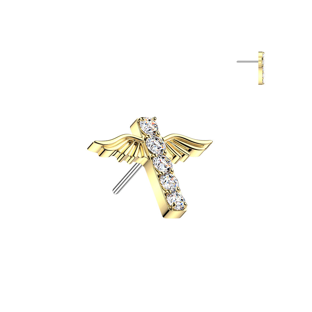 Premium G23 Titanium Winged Cross Luxe Threadless Top