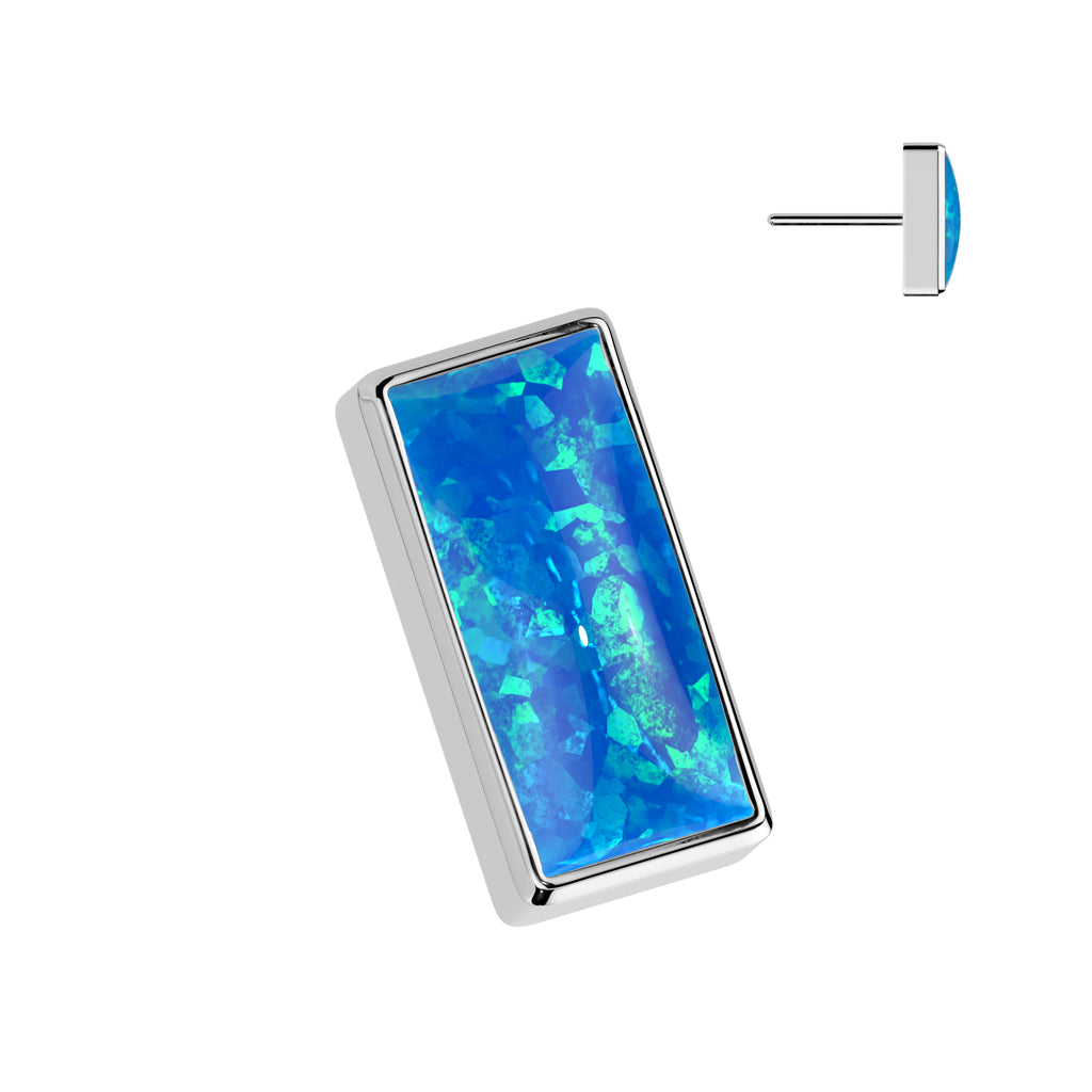 PREMIUM Titanium Rectangle Opal Luxe Threadless Top