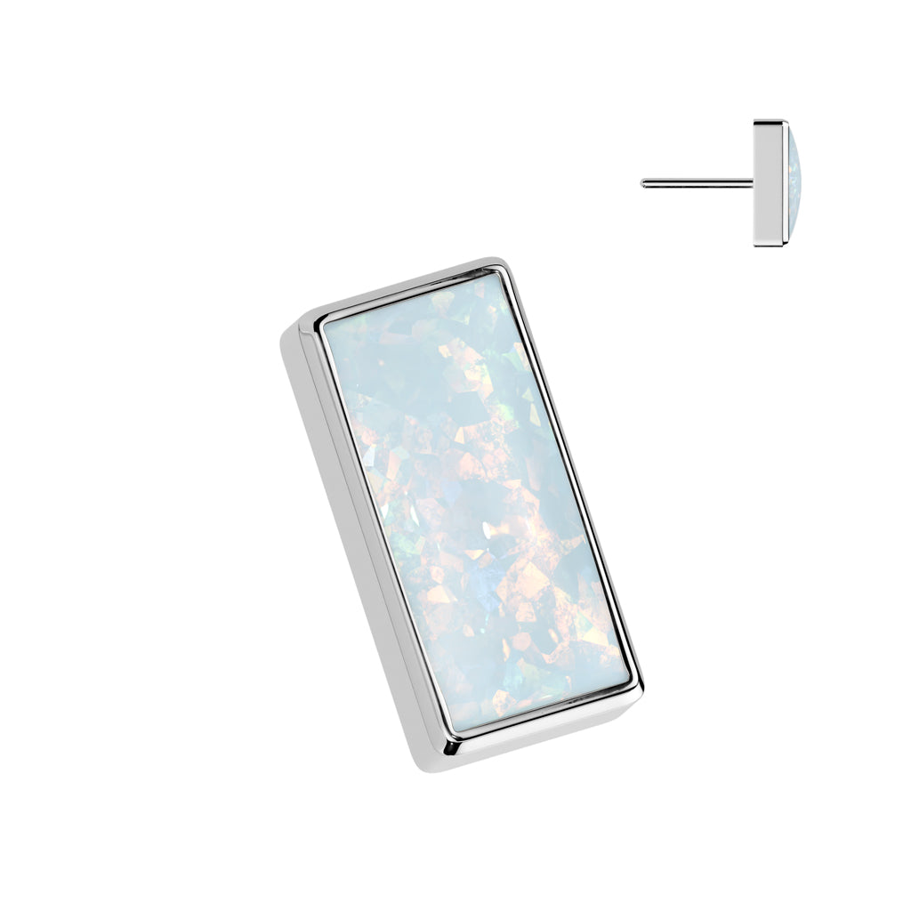 PREMIUM Titanium Rectangle Opal Luxe Threadless Top