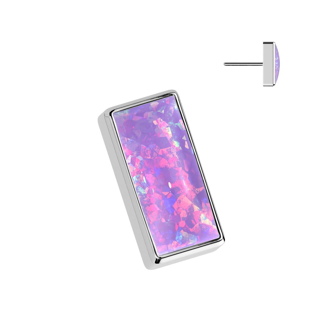 PREMIUM Titanium Rectangle Opal Luxe Threadless Top