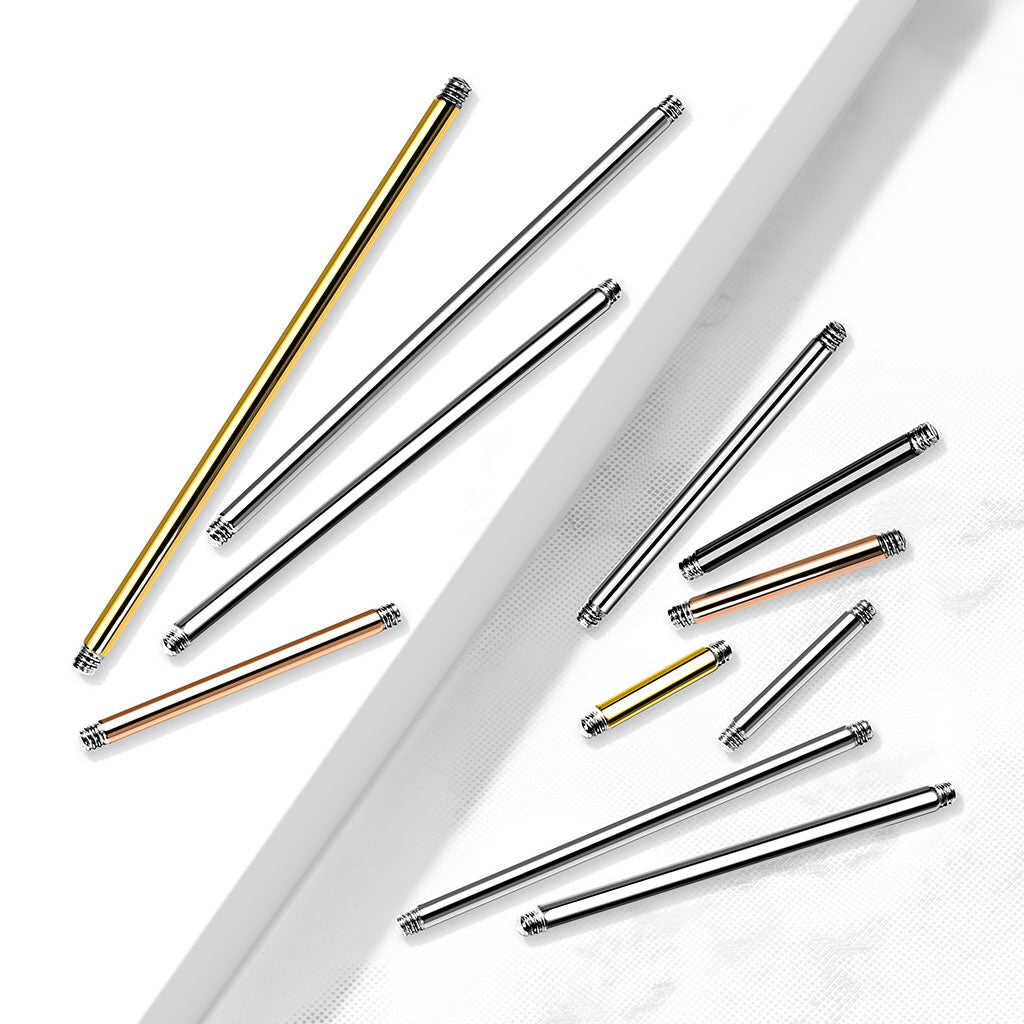 PVD Surgical Steel Externally Threaded Straight Barbell 16g-14g