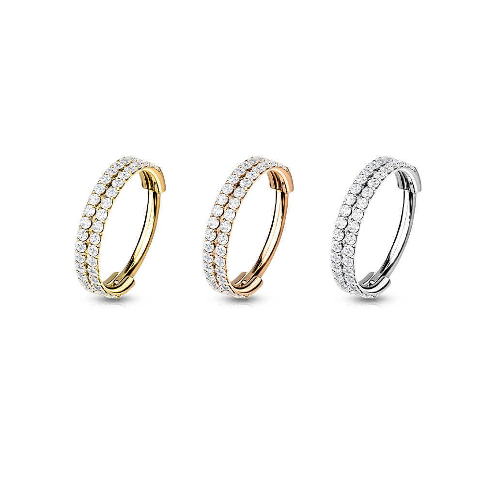 Premium Double Crystal Edge Segment Ring 16g