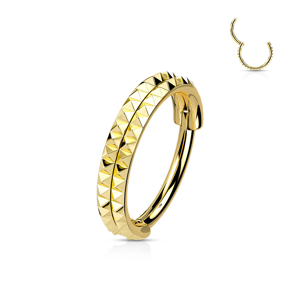 Premium Textured Edge Hinged Segment Ring 16g