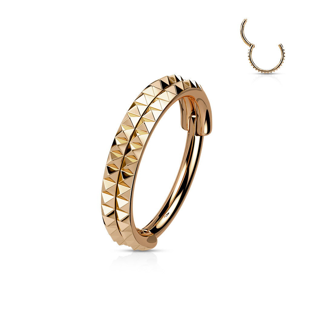 Premium Textured Edge Hinged Segment Ring 16g