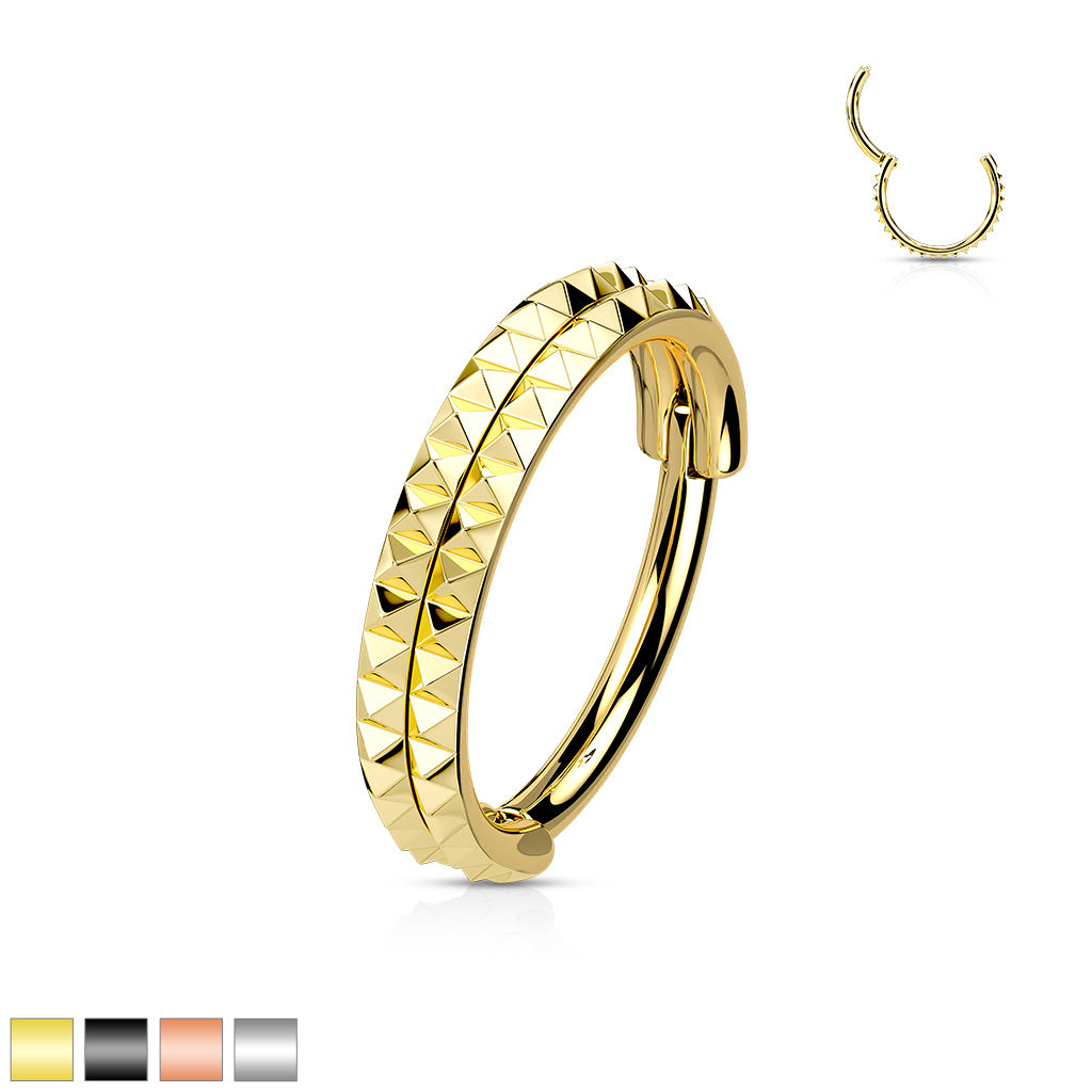 Premium Textured Edge Hinged Segment Ring 16g