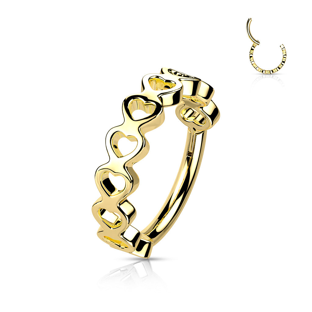 Premium Heart Pattern Hinged Segment Ring 16g