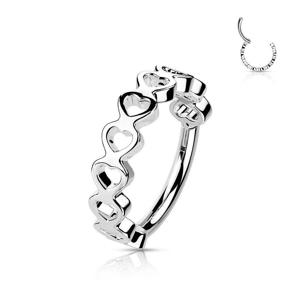 Premium Heart Pattern Hinged Segment Ring 16g