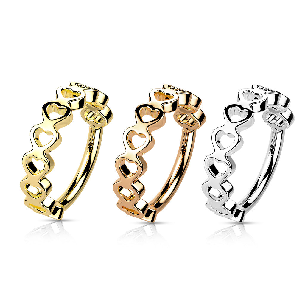 Premium Heart Pattern Hinged Segment Ring 16g