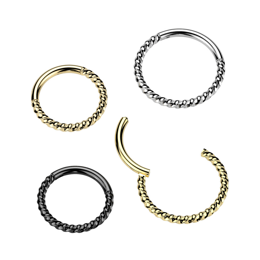 PREMIUM Twisted Braid Hinged Segment Ring 16g