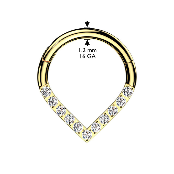 Premium Crystal Triangle Segment Ring 16g