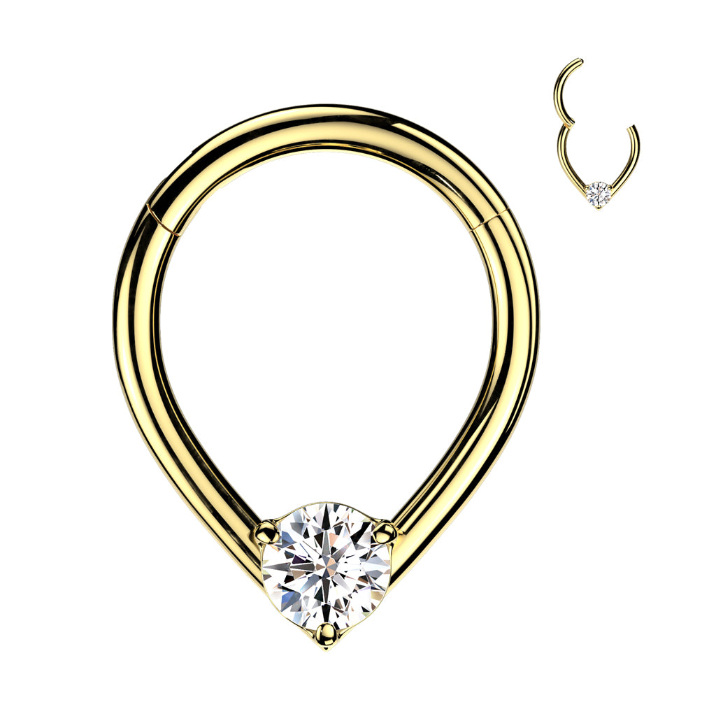 PREMIUM Almond Crystal Hinged Segment Ring 16g