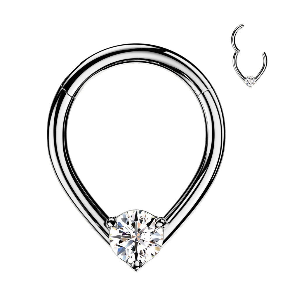 PREMIUM Almond Crystal Hinged Segment Ring 16g