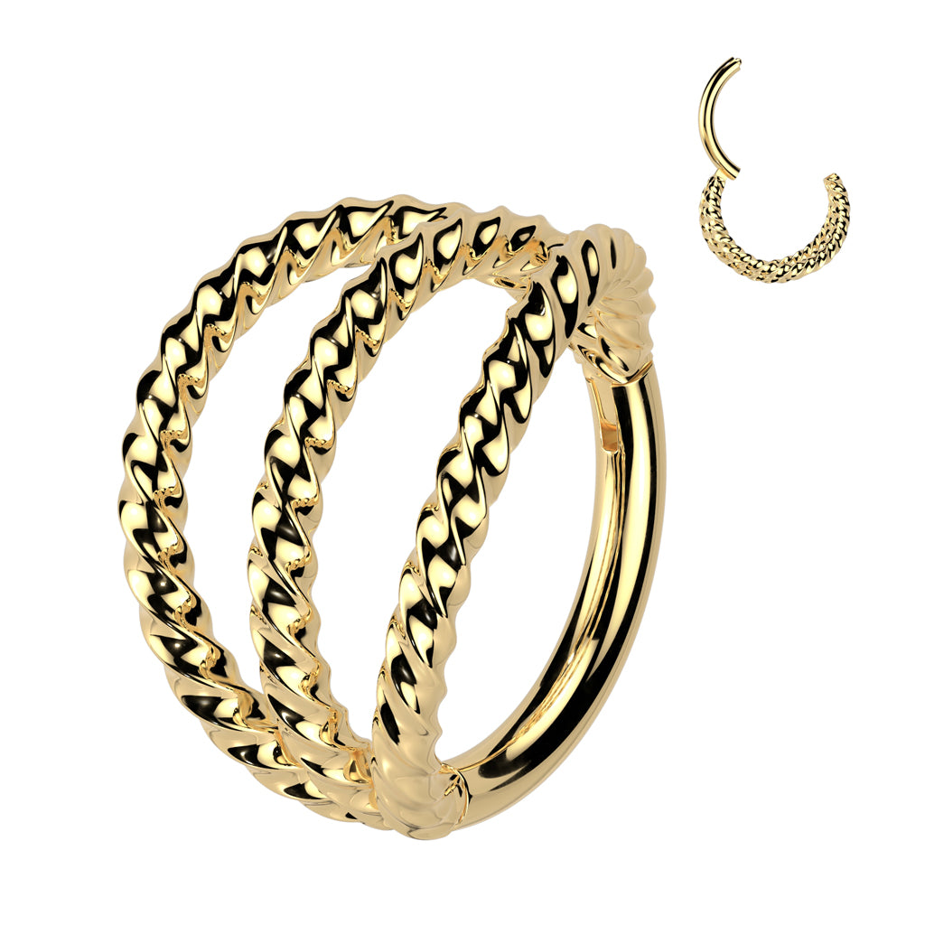 Premium Triple Twisted Braid Hinged Segment Ring 16g