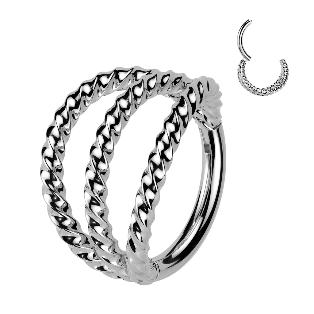 Premium Triple Twisted Braid Hinged Segment Ring 16g