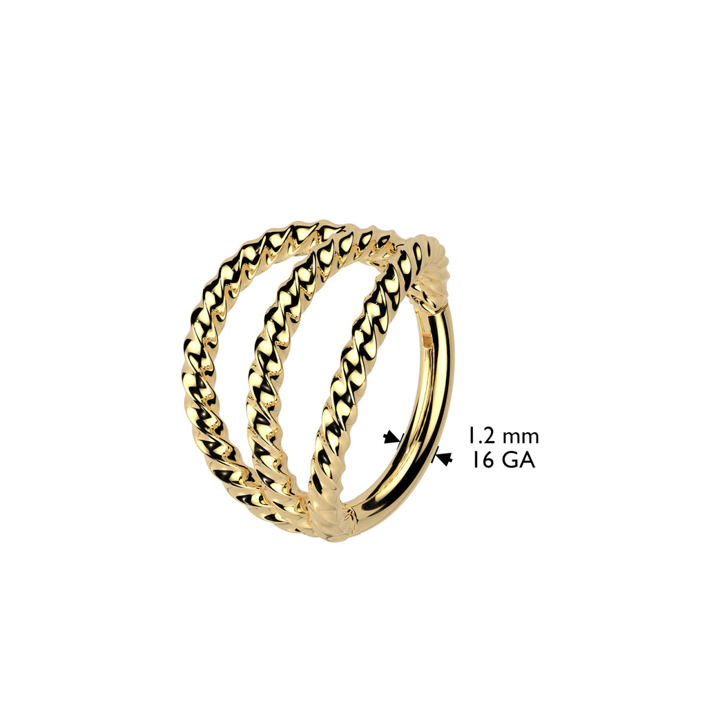Premium Triple Twisted Braid Hinged Segment Ring 16g