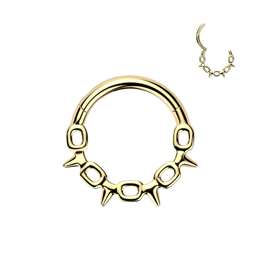 PREMIUM Spikes + Chains Hinged Segment Ring 16g