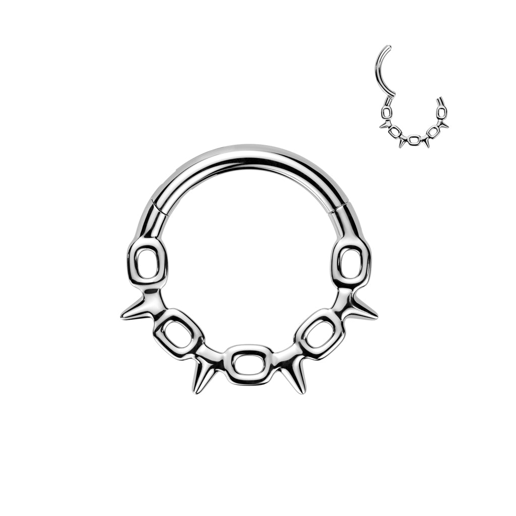 PREMIUM Spikes + Chains Hinged Segment Ring 16g