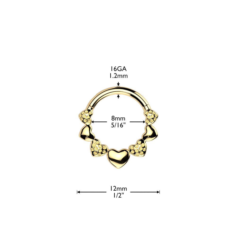 Premium Alternating Hearts Hinged Segment Ring 16g