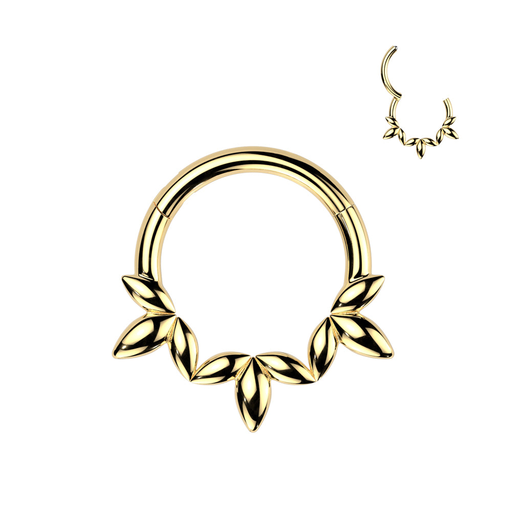 PREMIUM Marquise Leaf Hinged Segment Ring 16g