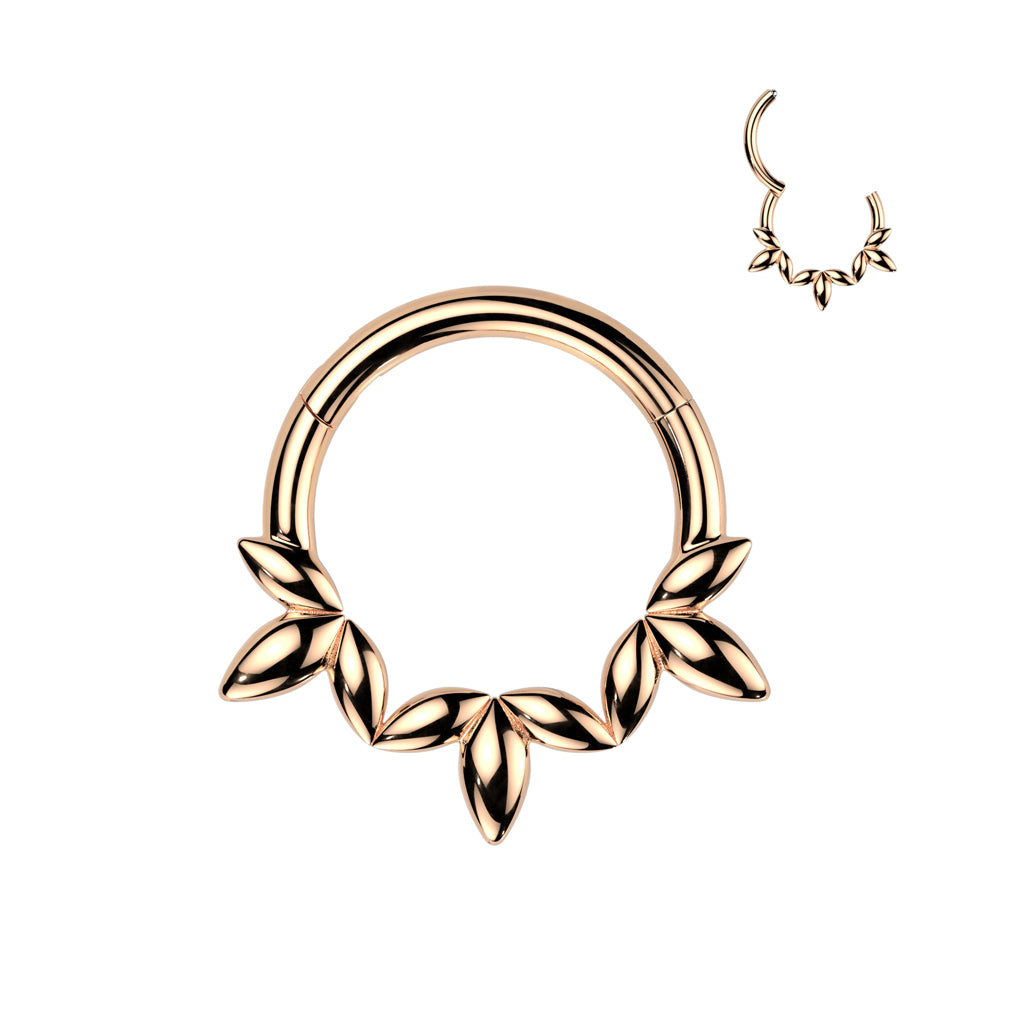 PREMIUM Marquise Leaf Hinged Segment Ring 16g