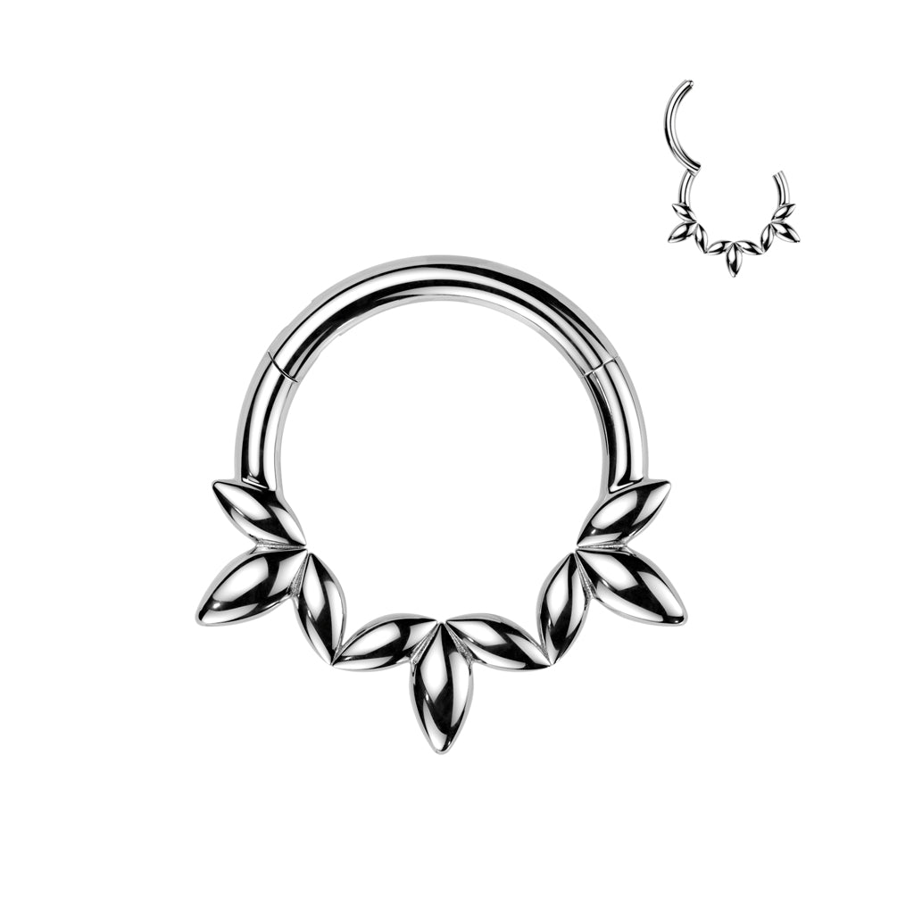 PREMIUM Marquise Leaf Hinged Segment Ring 16g