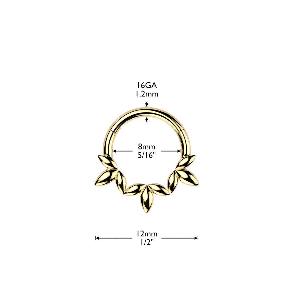 PREMIUM Marquise Leaf Hinged Segment Ring 16g