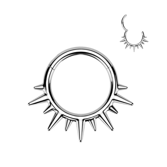 Premium Alternating Spikes Hinged Segment Ring 16g