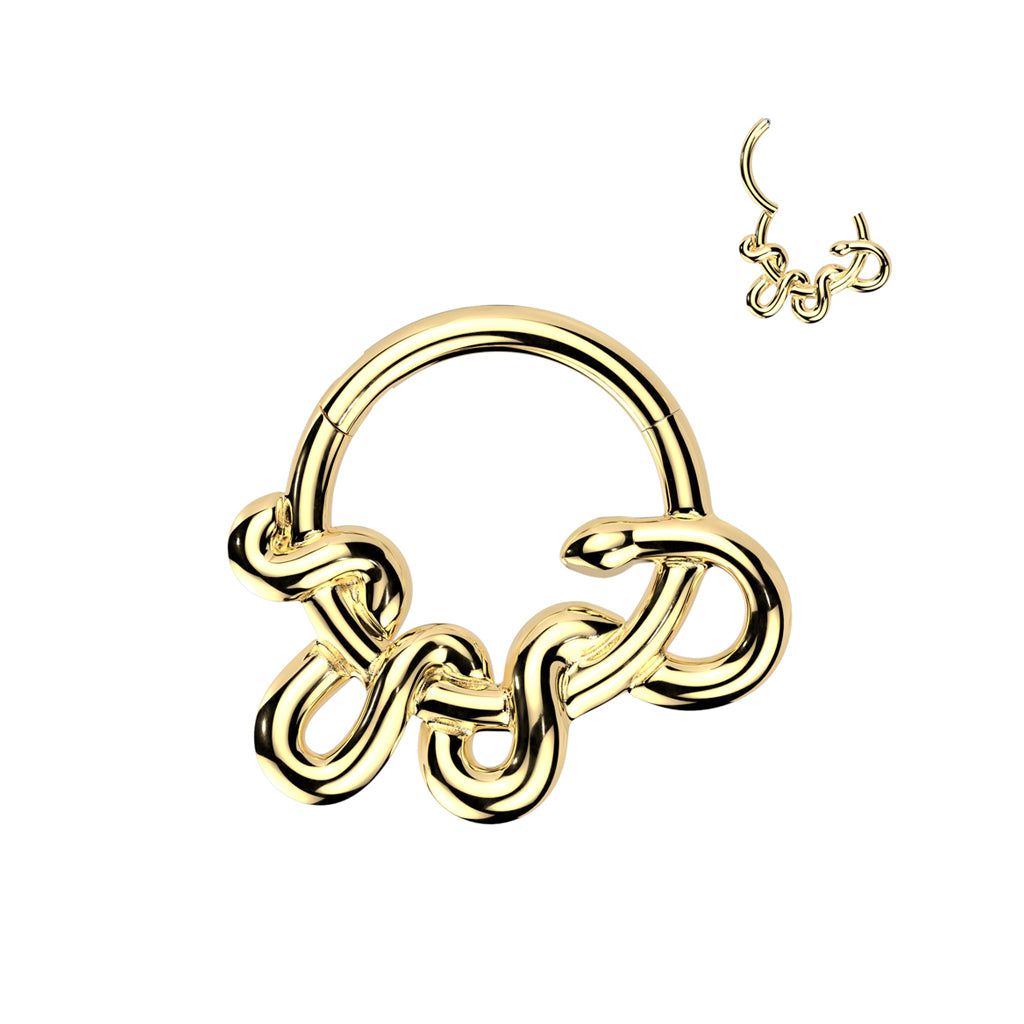 PREMIUM Coiled Snake Hinged Segment Ring 16g