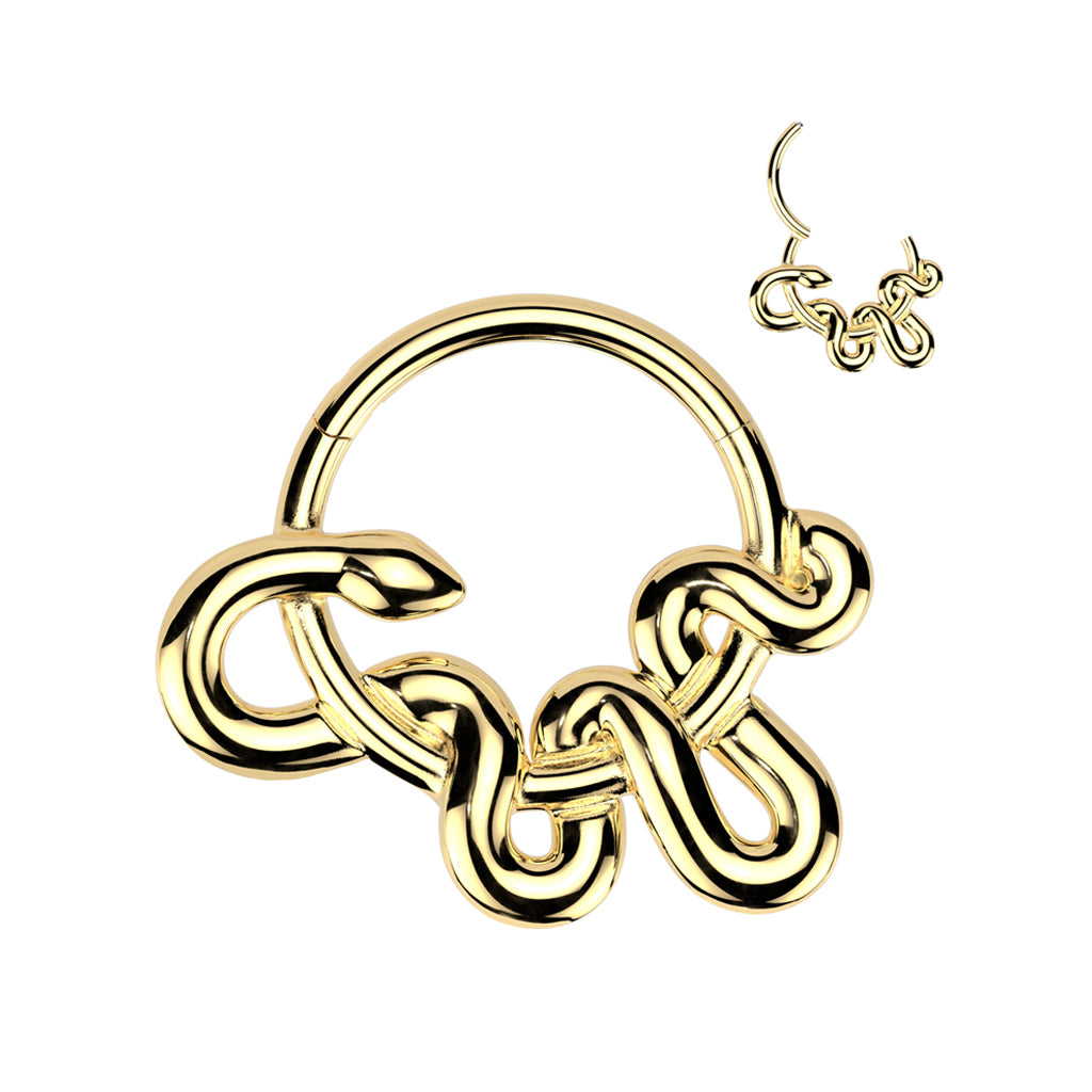 PREMIUM Coiled Snake Hinged Segment Ring 16g