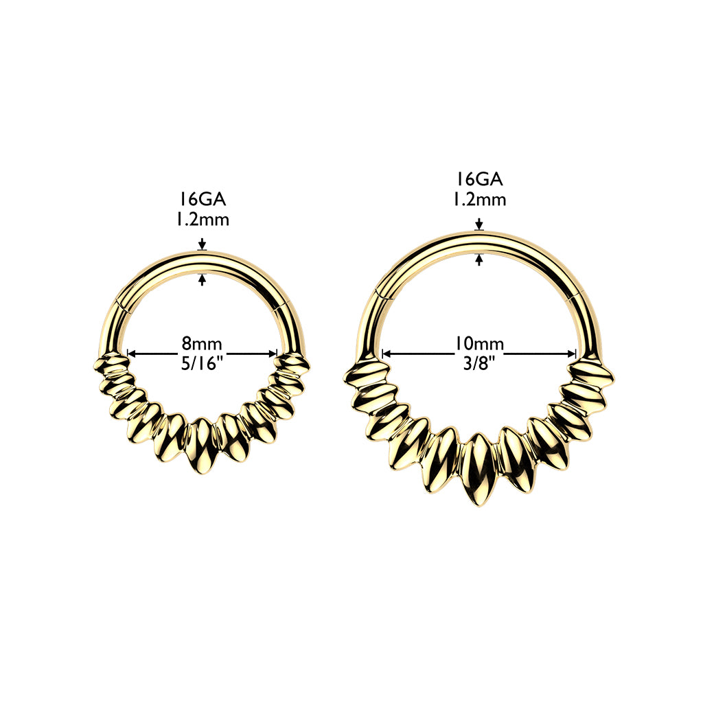 Premium Rounded Spiked Hinged Segment Ring 16g