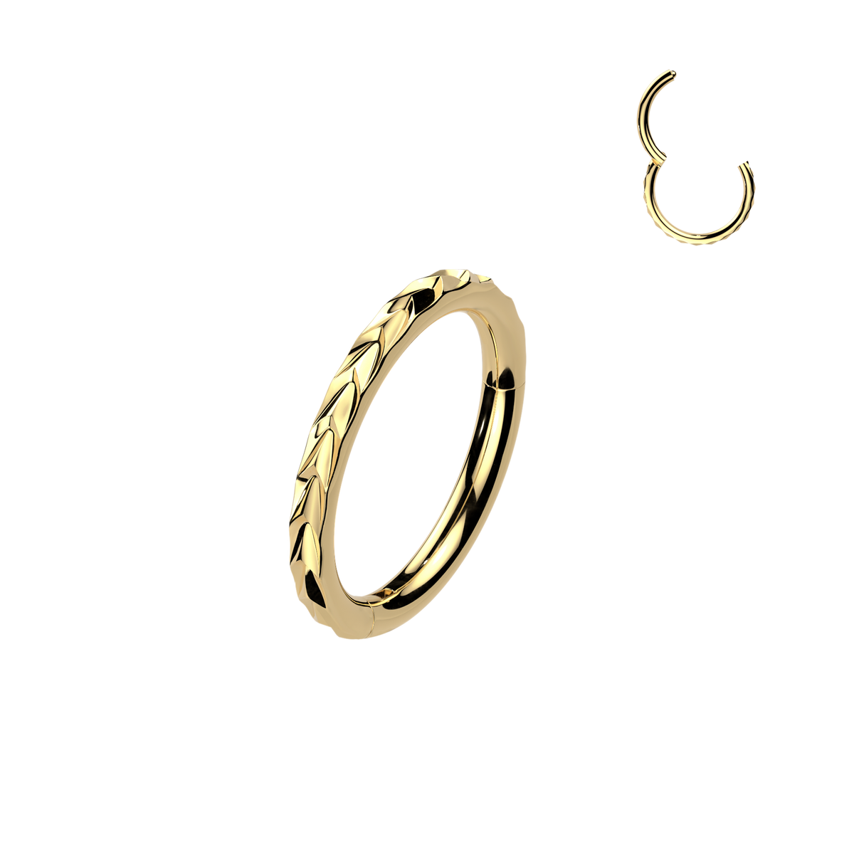 Premium Engraved Chevron Hinged Segment Ring 20g - 16g