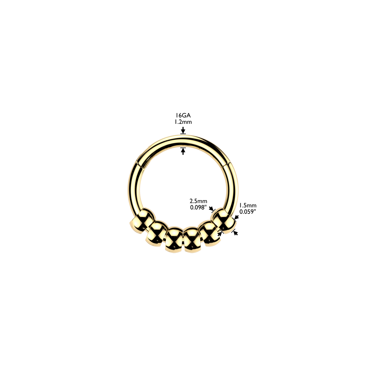 Premium Bead Cluster Hinged Segment Ring 16g
