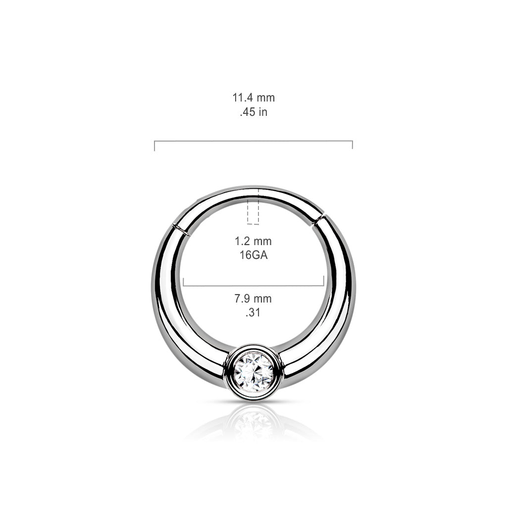 Premium Large Crystal Hinged Segment Ring 16g