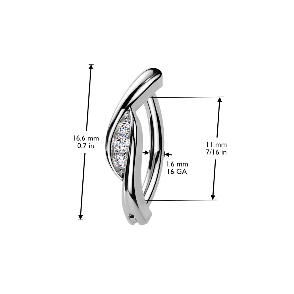 Claw-Set Twisted Crystal Clicker 14g