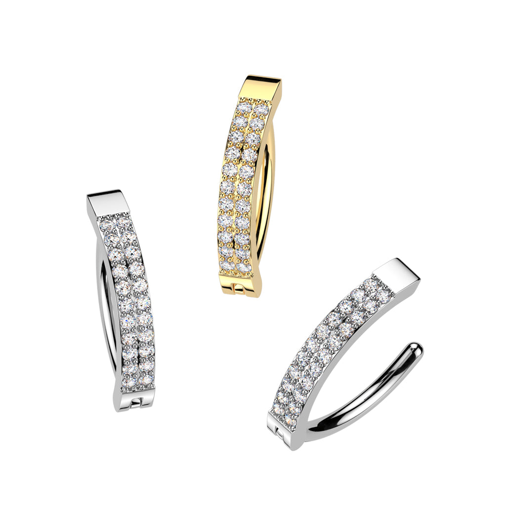 Claw-Set Crystal Navel Clicker 14g