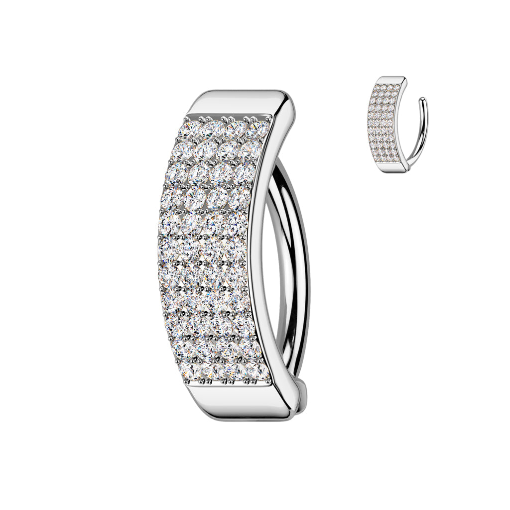 Claw-Set Crystal Four-Row Navel Clicker 14g