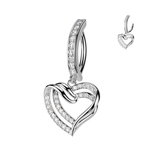 Heart Loop Dangle Clicker 14g