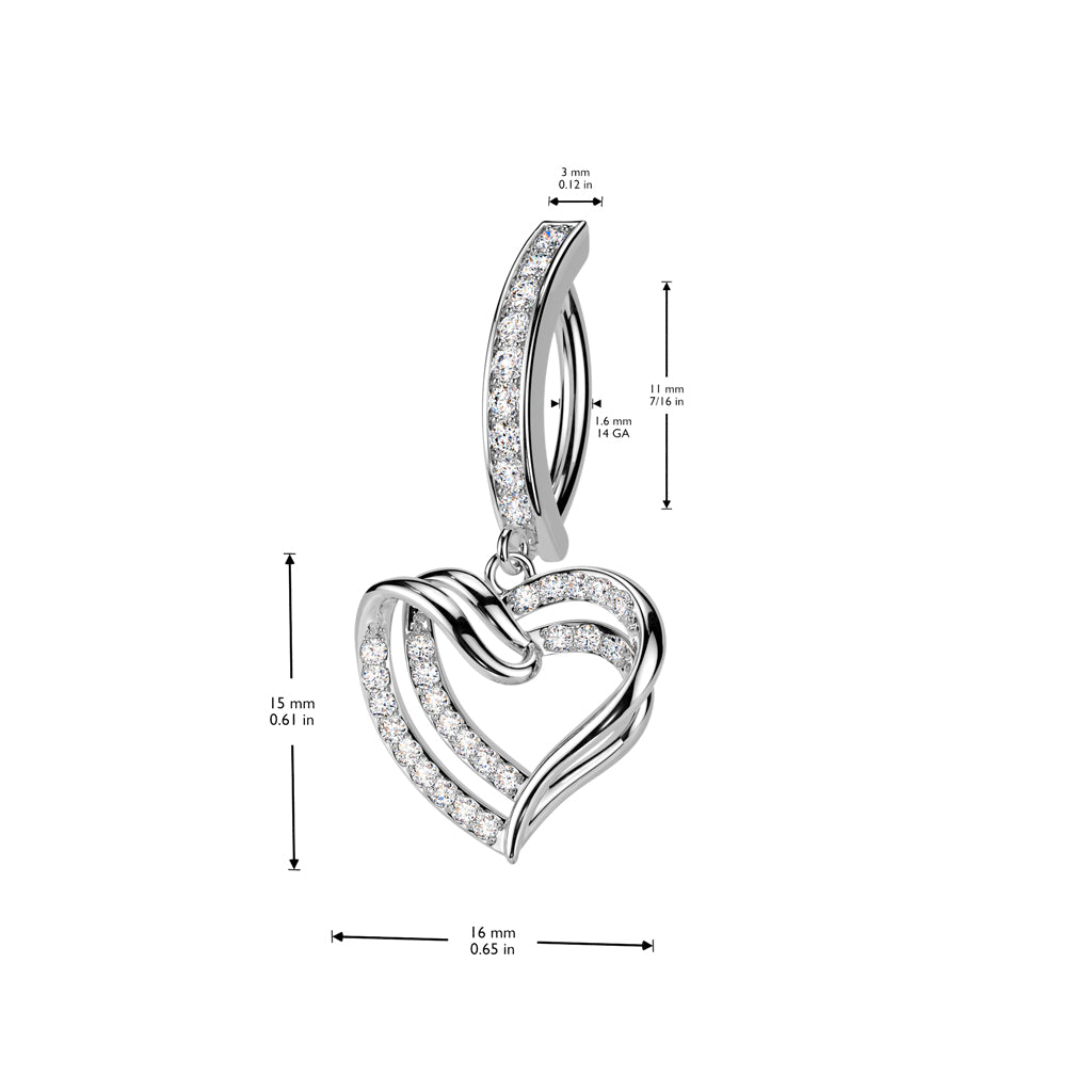 Heart Loop Dangle Clicker 14g
