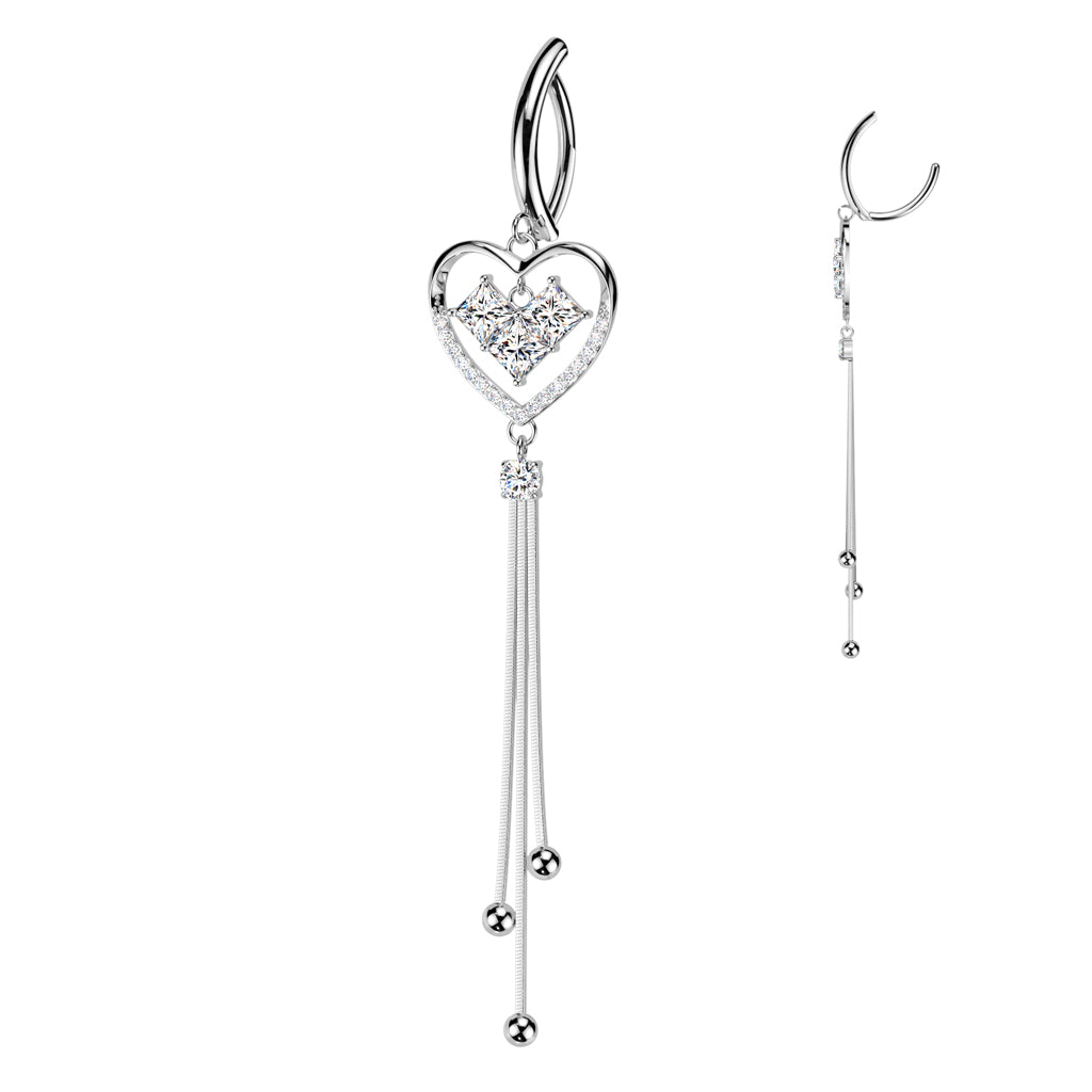 Floating Heart Dangle Clicker 14g