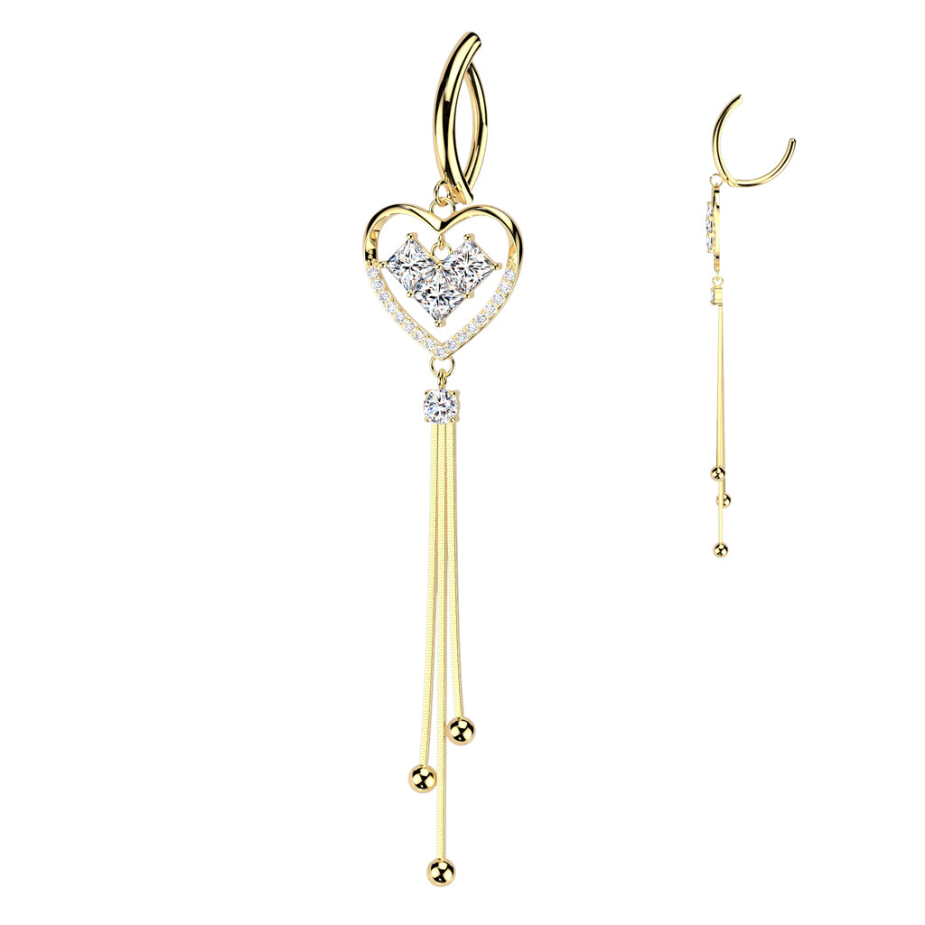 Floating Heart Dangle Clicker 14g