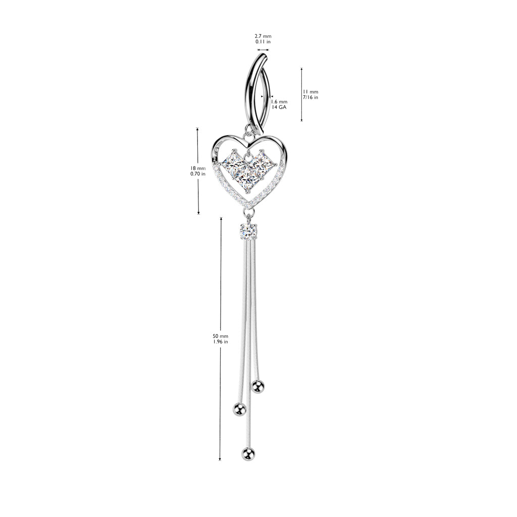 Floating Heart Dangle Clicker 14g