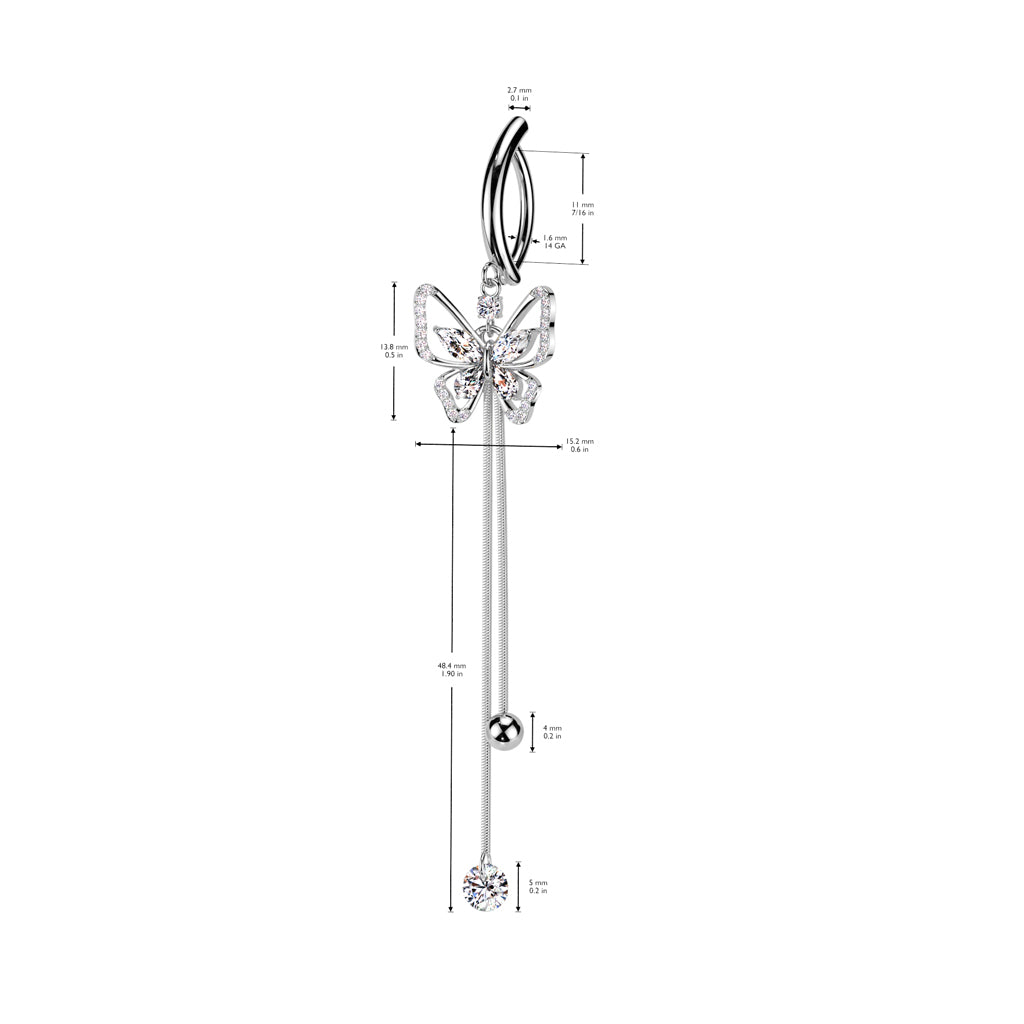 Premium Elegant Butterfly Dangle Clicker 14g