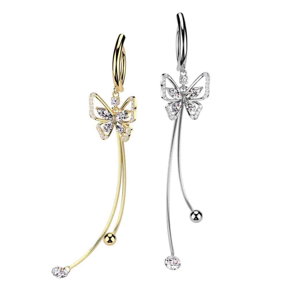 Premium Elegant Butterfly Dangle Clicker 14g
